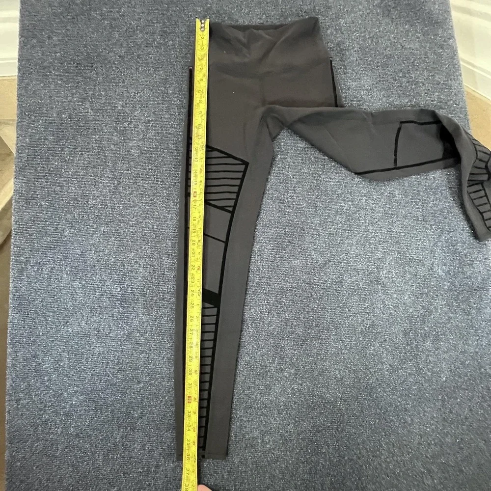 Alo Yoga Leggings Womens Small Black High Rise‎ Velvet Moto Panel Athletic Gym